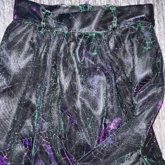 Vintage Girls Size Large A Line Midi Skirt Black Iridescent Spider Web Design - Picture 3 of 6